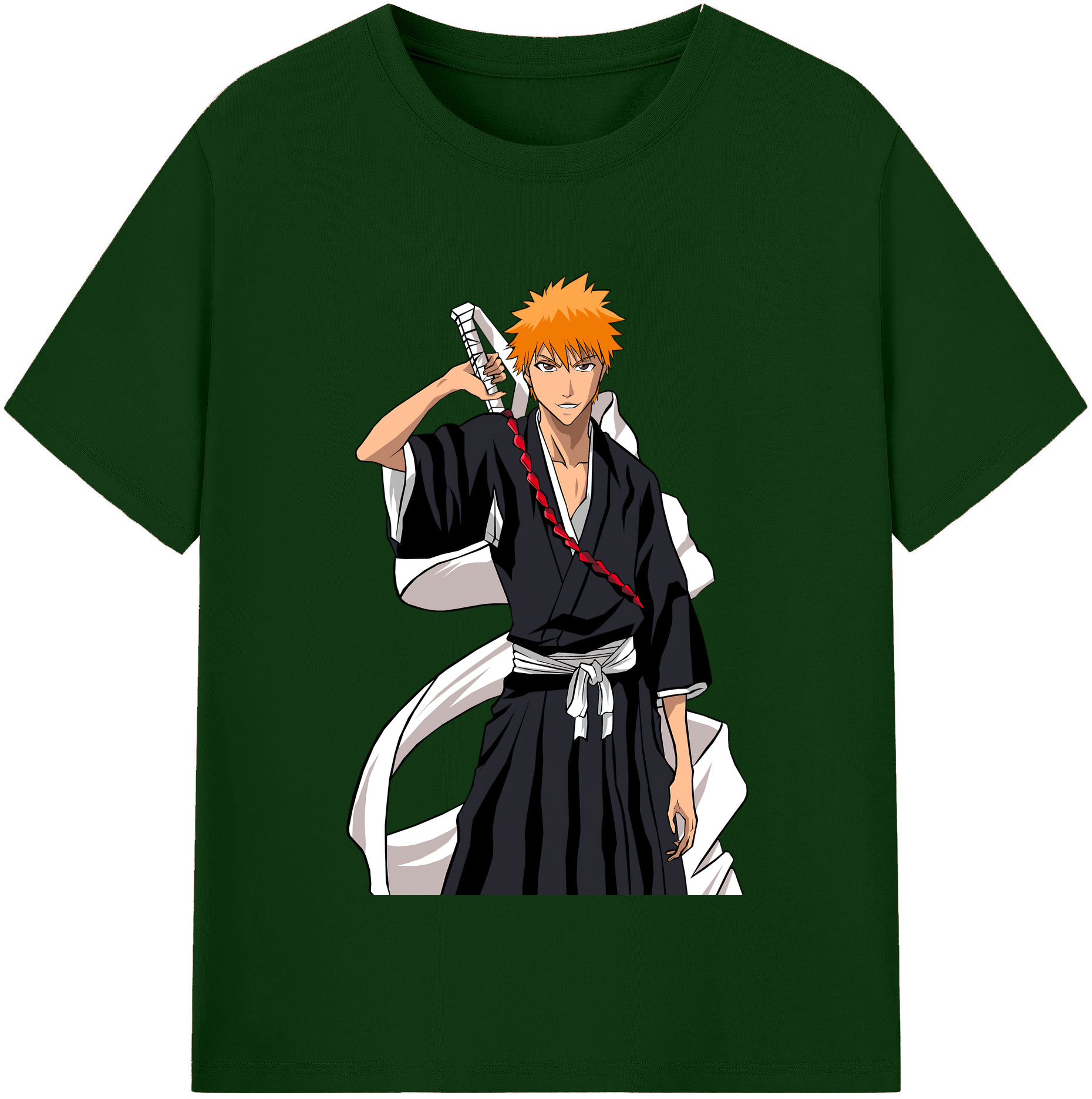 （画像用） ブリーチ 黒崎一護（くろさき いちご）BLEACH Kurosaki Ichigo 綿100％半袖Tシャツ（フロントプリント）